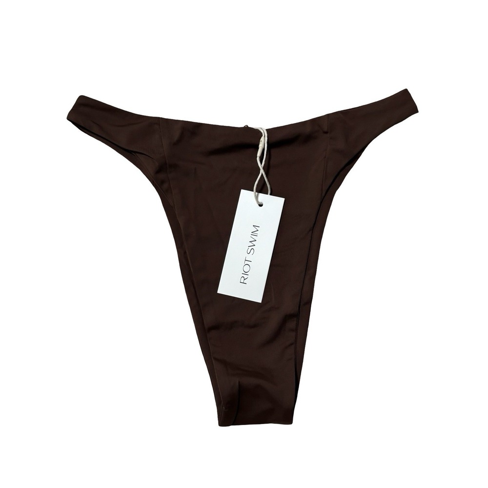 NWT Riot Swim Kali Bikini Bottom Chocolate Brown Side Tie Size SM